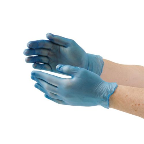 Vogue Vinyl Food Prep Gloves Blue Powder Free