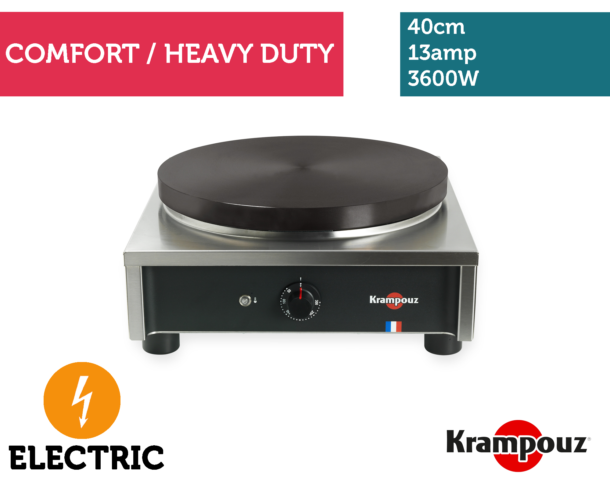 Krampouz 400mm HD Electric Crepe Maker on Frame