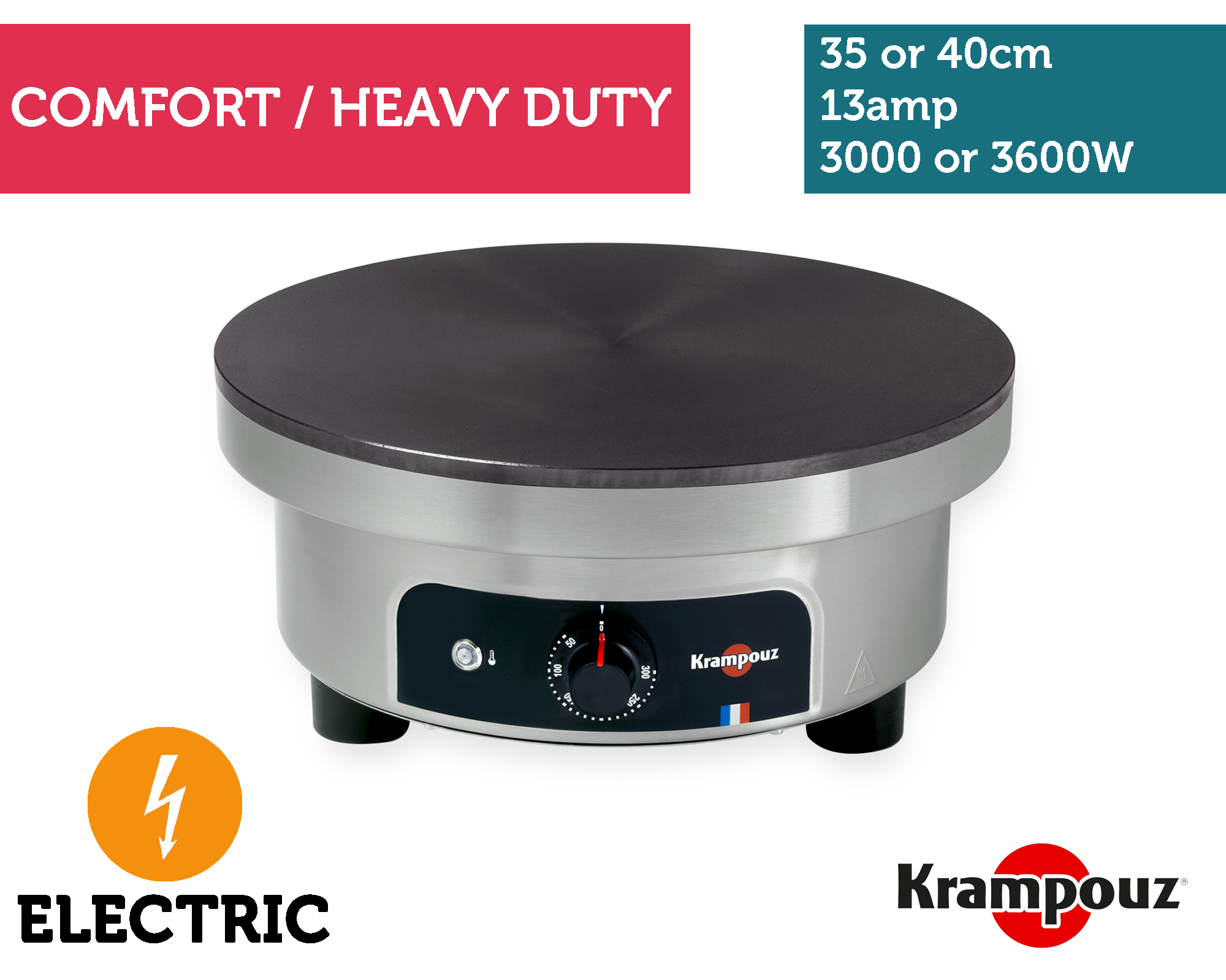 Krampouz 350-400mm Comfort Electric Crepe Maker
