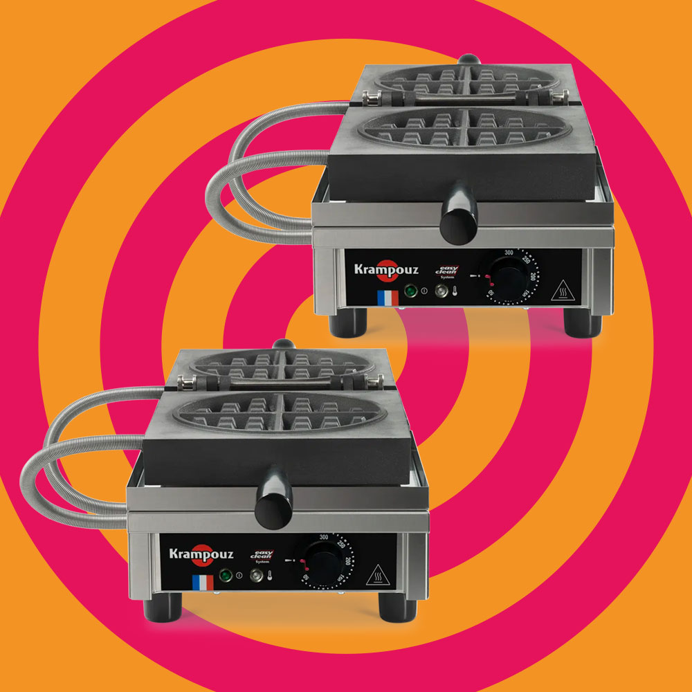 Krampouz 2 x Round 180° Waffle Maker Iron Starter Kit